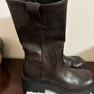 No Boundaries Women's Brown Mid-Calf Pull-On Boots